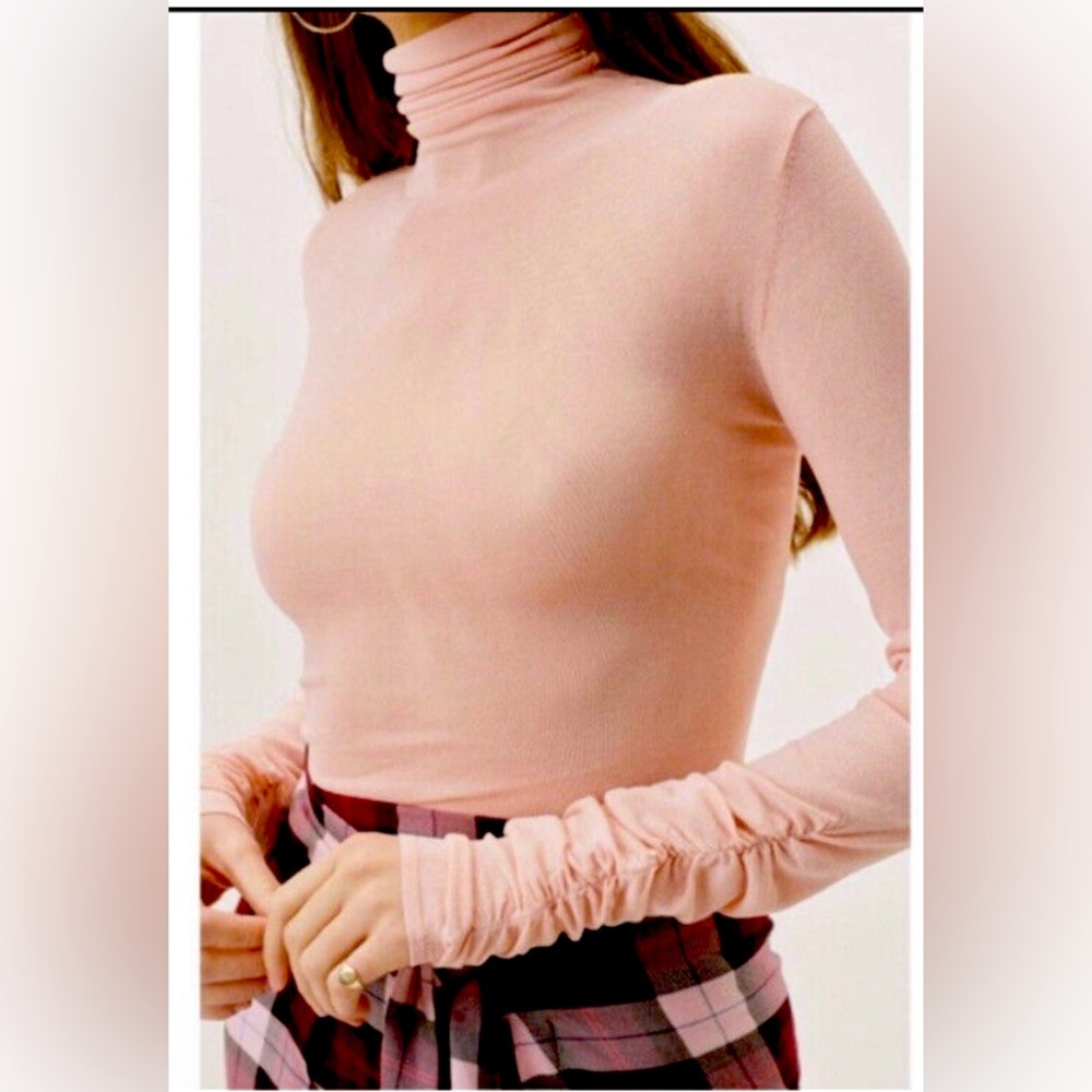 FOR LOVE AND LEMONS Sadie Long Sleeve Turtleneck Pink Sheer NWT 2X